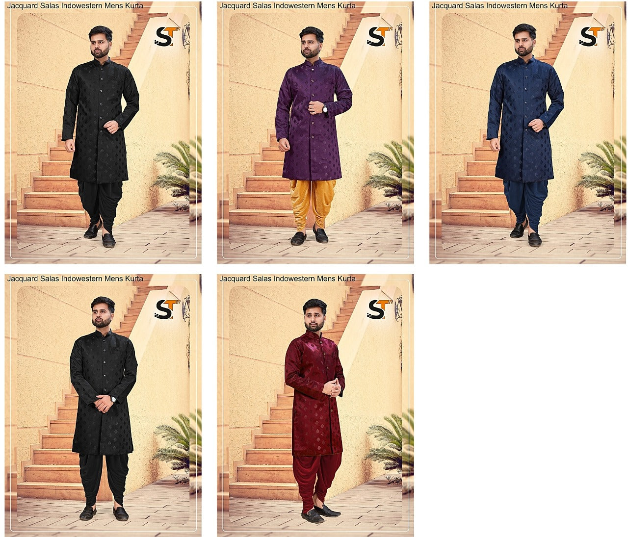 Jacquard Salas Indowestern Mens Kurta
