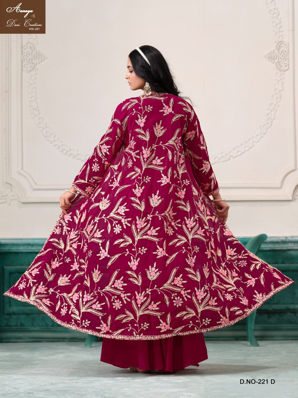 221D Aanaya Vol 221 Dani Creation Shrug Crop Top Plazzo Set