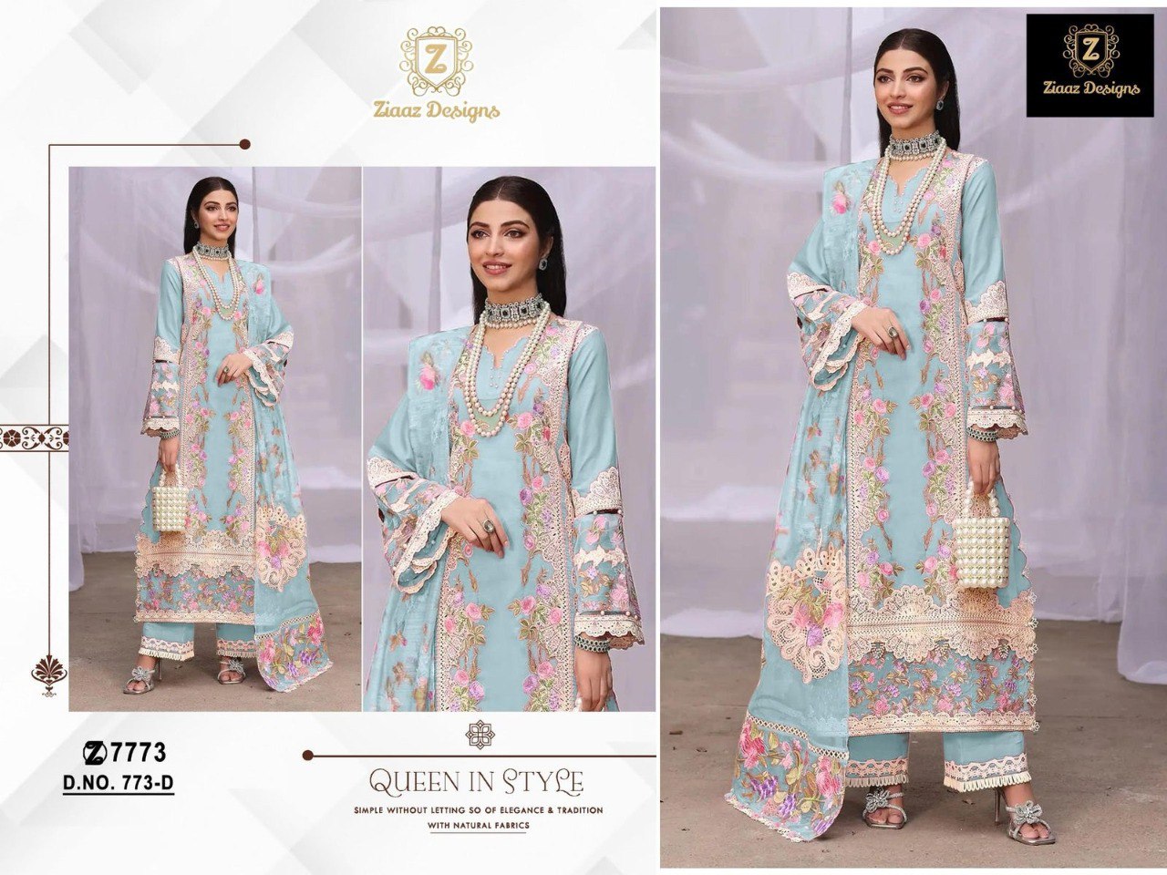 773D Ziaaz Designs Cotton Pakistani Salwar Suits