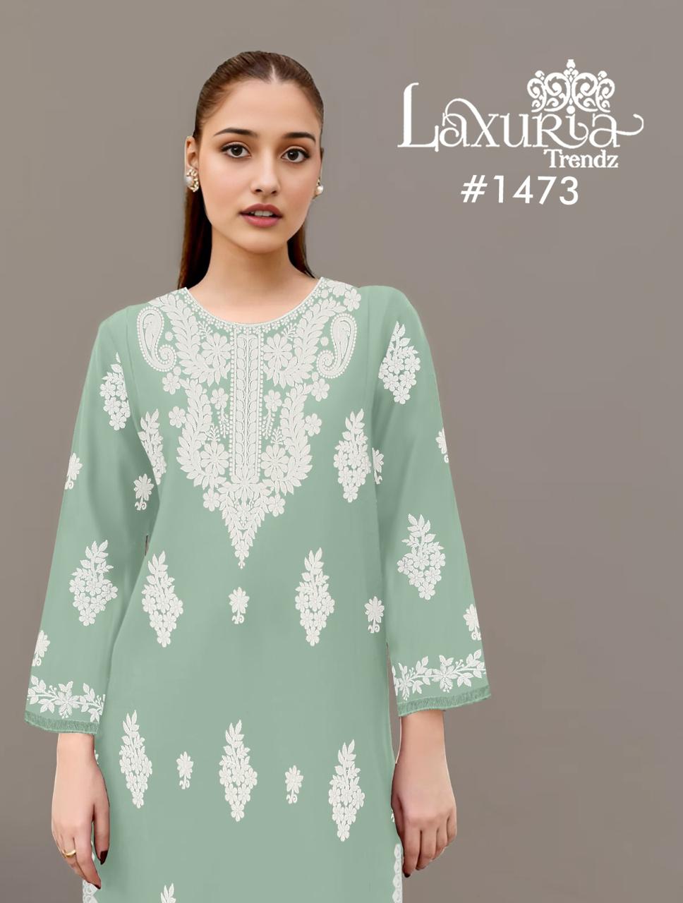 1473 Pista Laxuria Trendz Faux Georgette Pakistani Readymade Suits