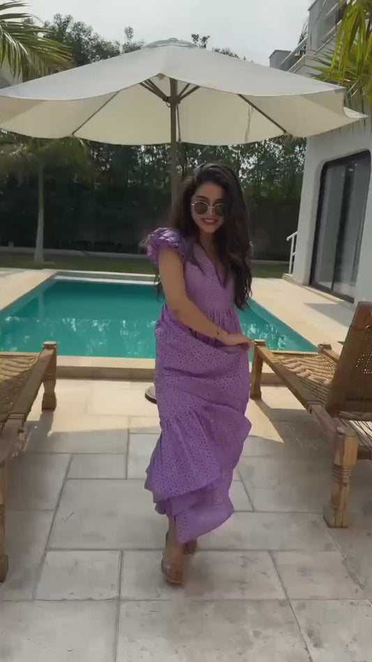 Twirl Violet Aadhya Designer Cotton One Piece