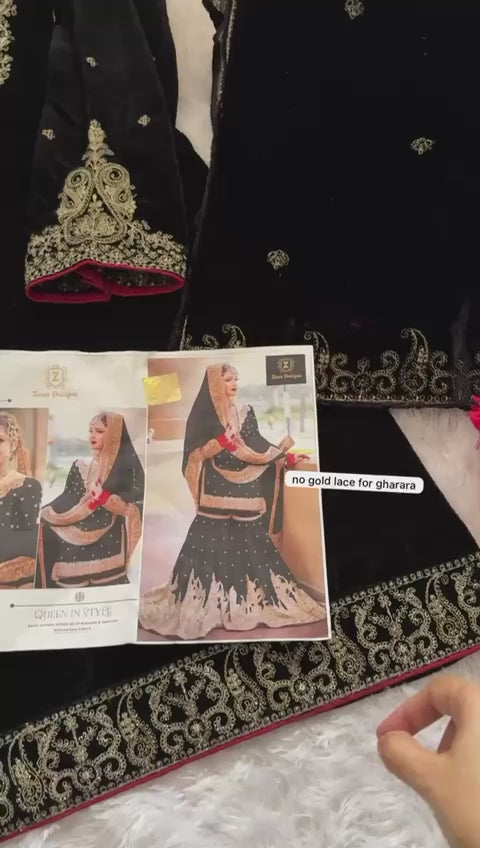 662 Ziaaz Designs Embroidered Velvet Suits