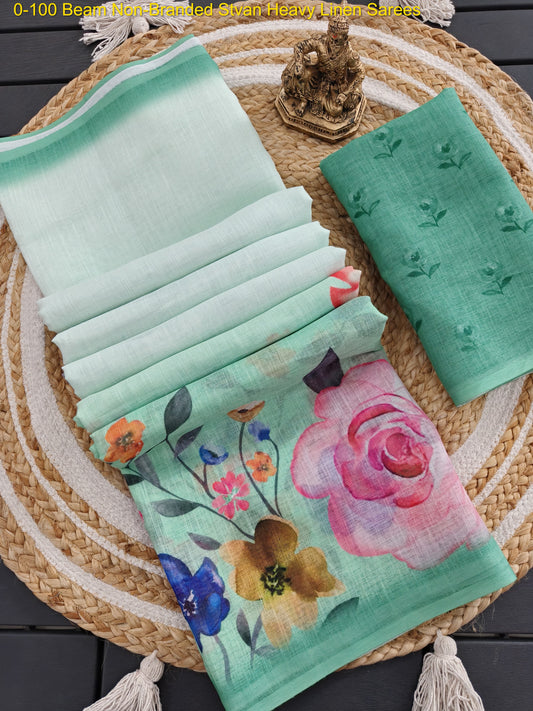 0-100 Beam Non-Branded Stvan Heavy Linen Sarees