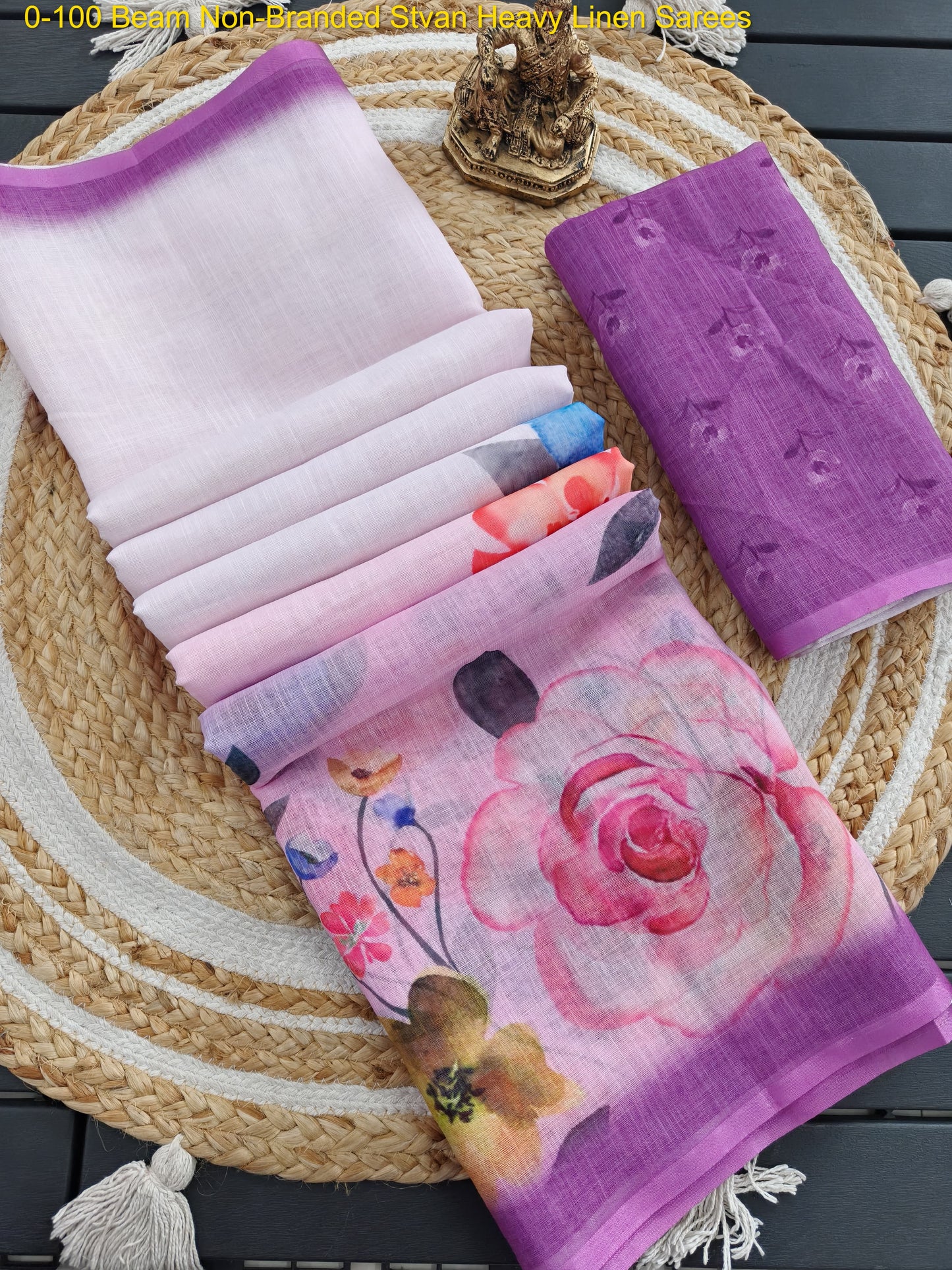 0-100 Beam Non-Branded Stvan Heavy Linen Sarees