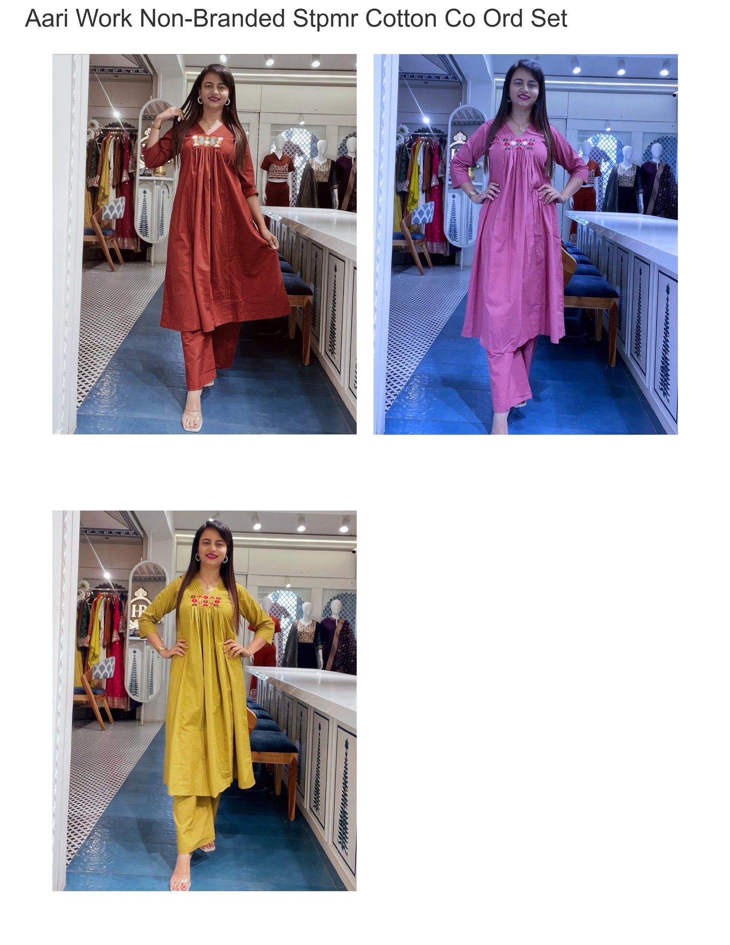 Aari Work Non-Branded Stpmr Cotton Co Ord Set