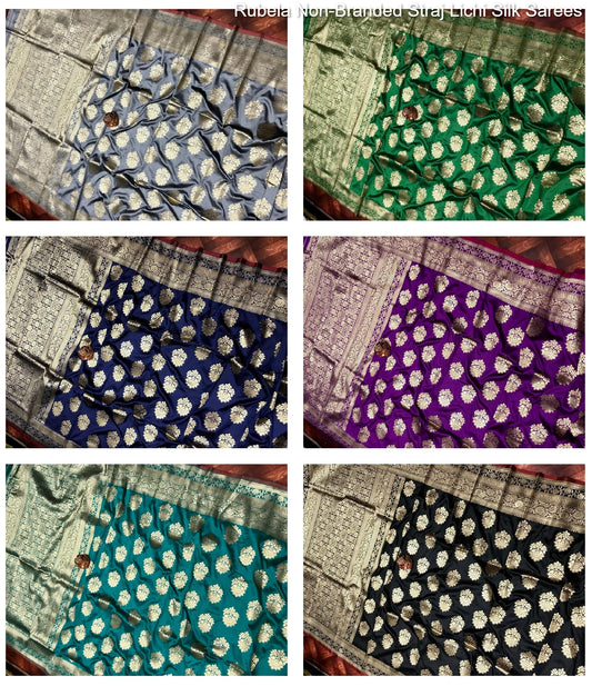Rubela Non-Branded Straj Lichi Silk Sarees