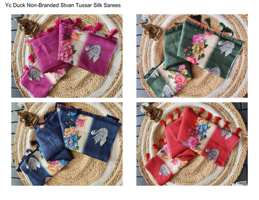 Yc Duck Non-Branded Stvan Tussar Silk Sarees