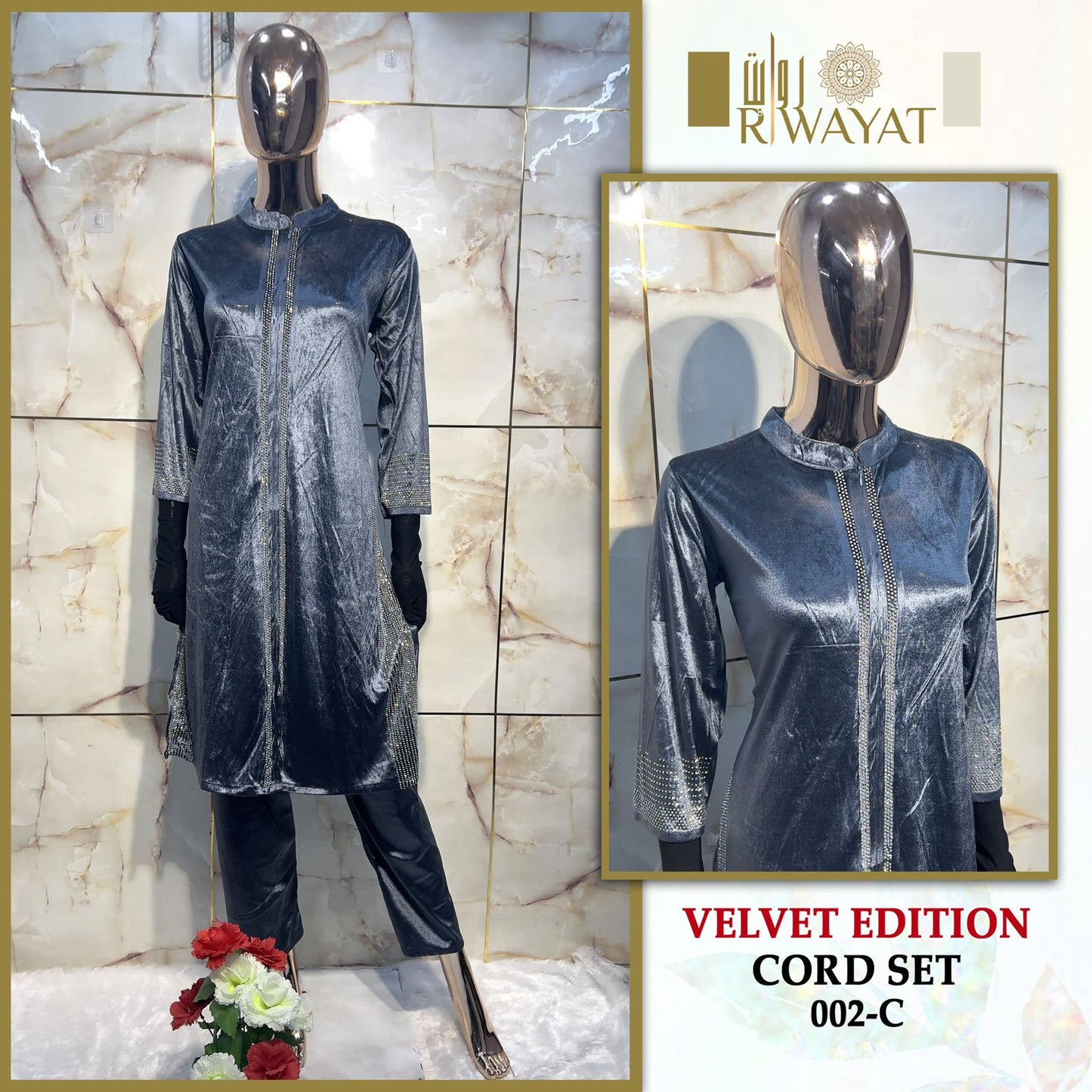 002-C Riwayat Velvet Co Ord Set