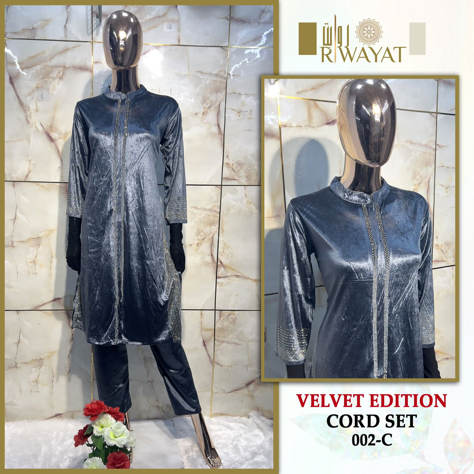 002-C Riwayat Velvet Co Ord Set