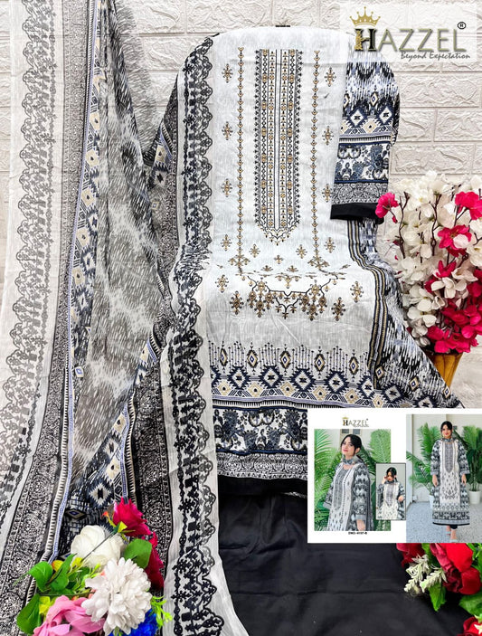 0107-B Hazzel Pure Lawn Pakistani Salwar Suits
