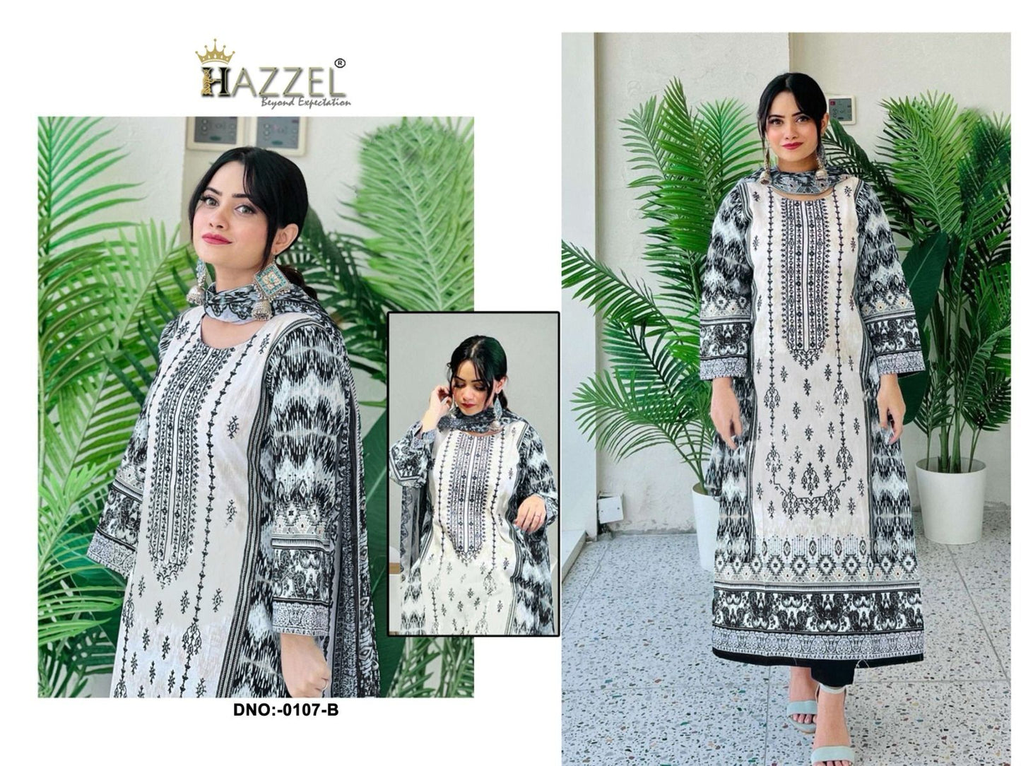 0107-B Hazzel Pure Lawn Pakistani Salwar Suits