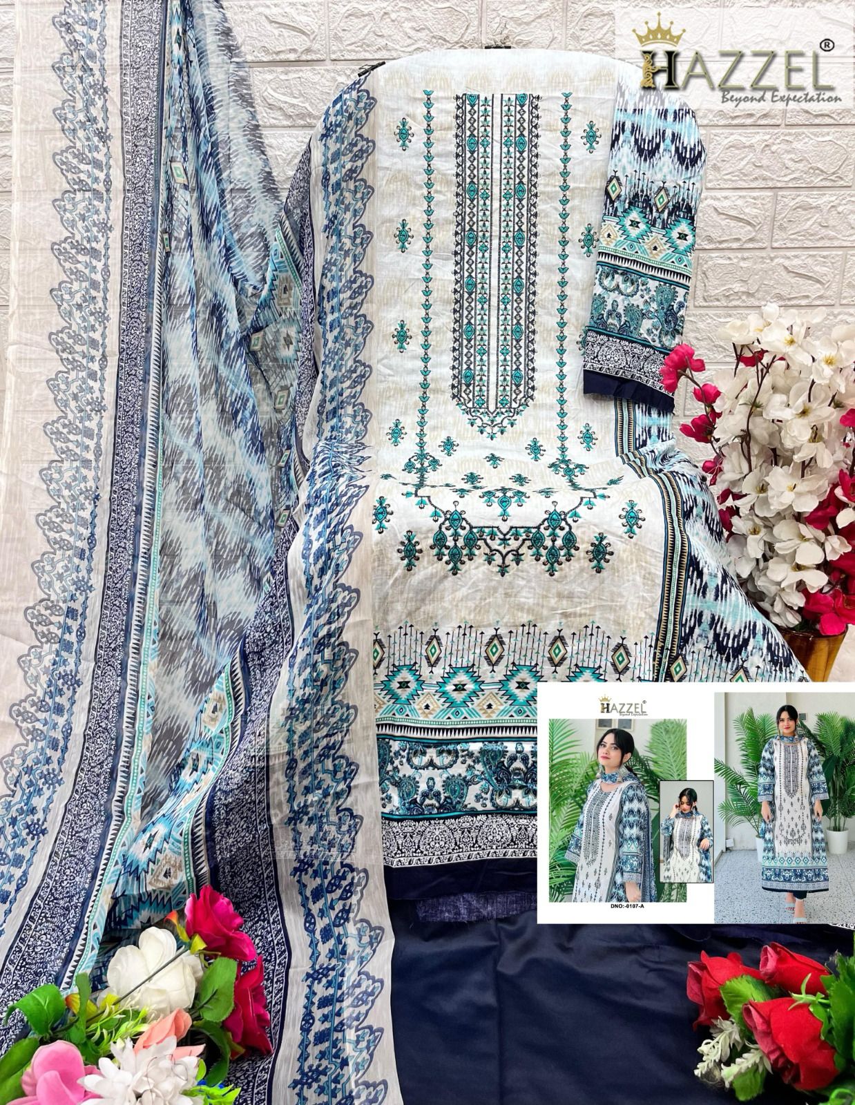 0107A Hazzel Lawn Cotton Pakistani Salwar Suits