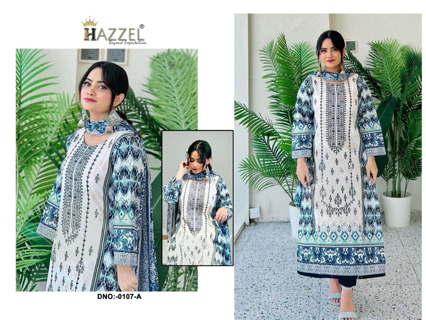 0107A Hazzel Lawn Cotton Pakistani Salwar Suits