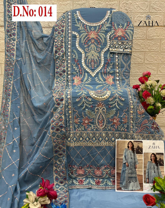 014 Blue Zaha Georgette Pakistani Salwar Suits