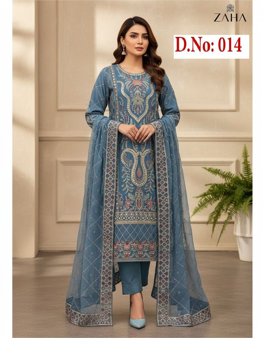 014 Blue Zaha Georgette Pakistani Salwar Suits