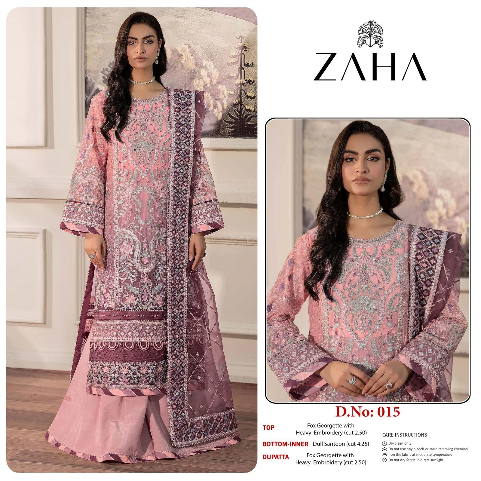 015 Pink Zaha Georgette Pakistani Salwar Suits