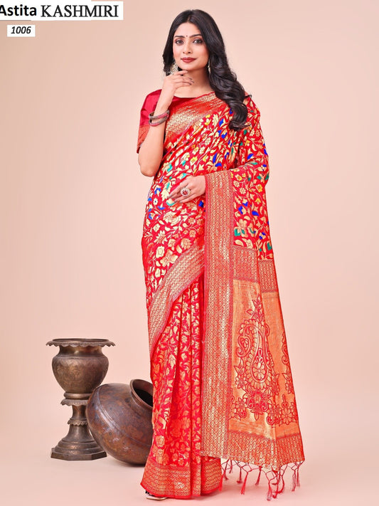 1006 Kashmiri Astita Lichi Silk Sarees