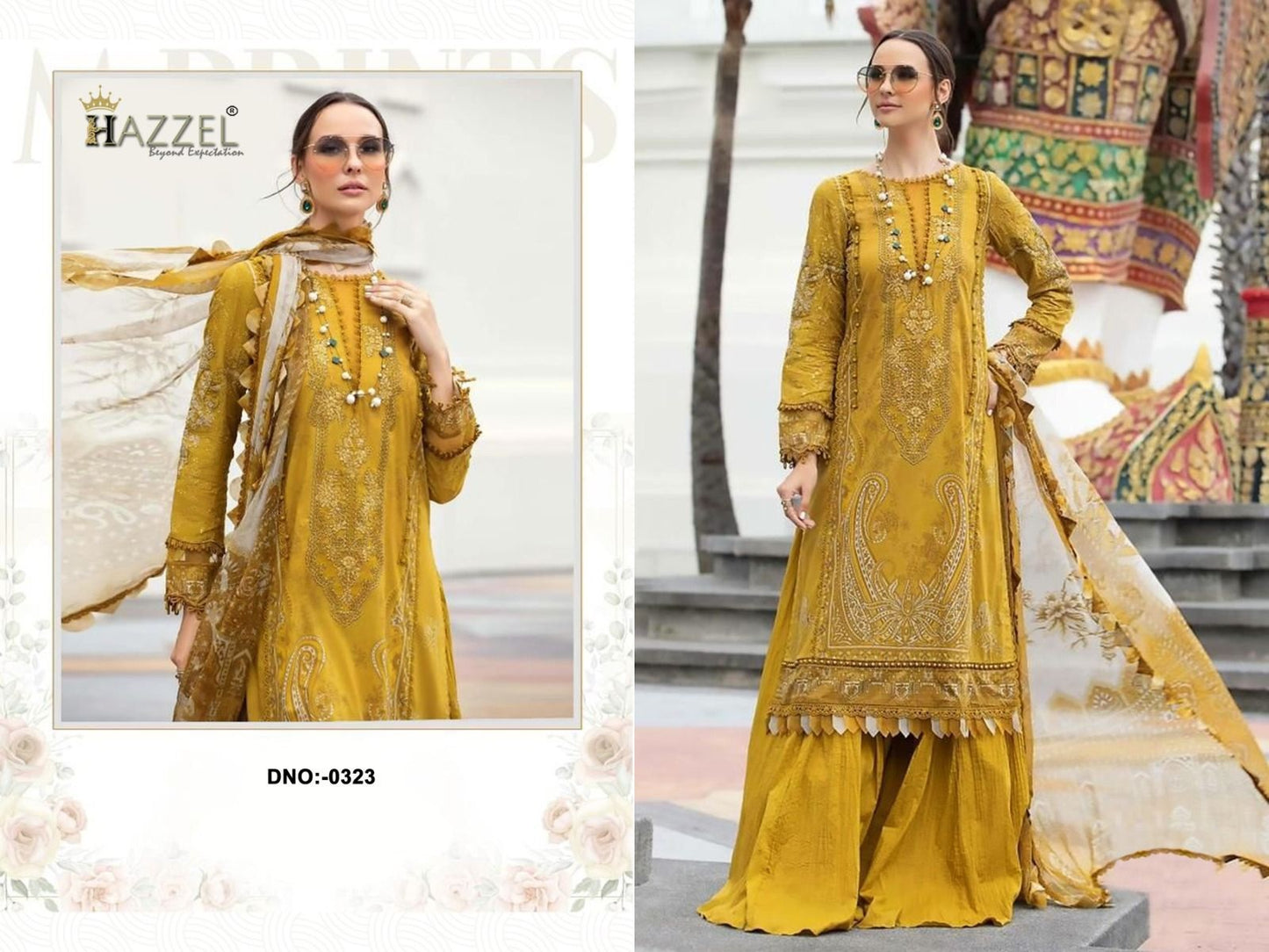 0323 Mustard Hazzel Embroidery Pakistani Salwar Suits