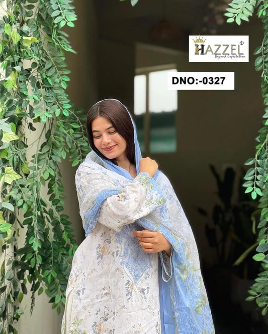 0327 Needle Wonder Hazzel Printed Pakistani Patch Suits