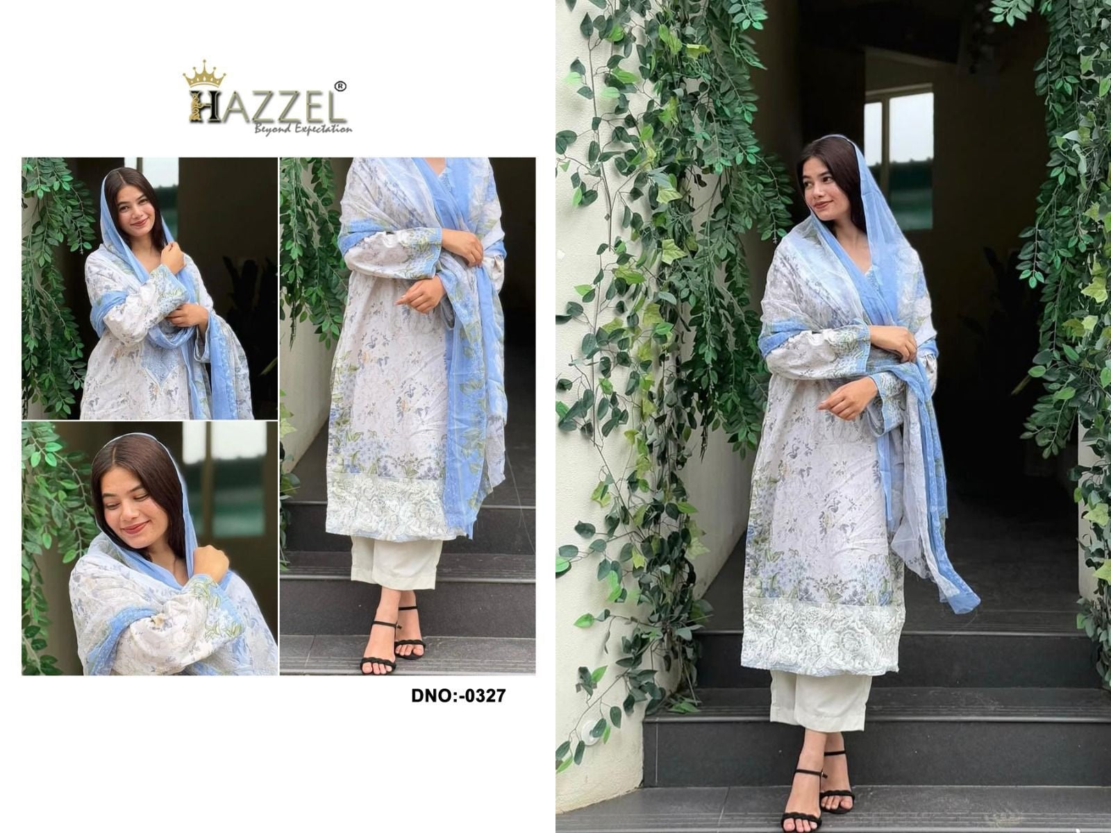 0327 Needle Wonder Hazzel Printed Pakistani Patch Suits