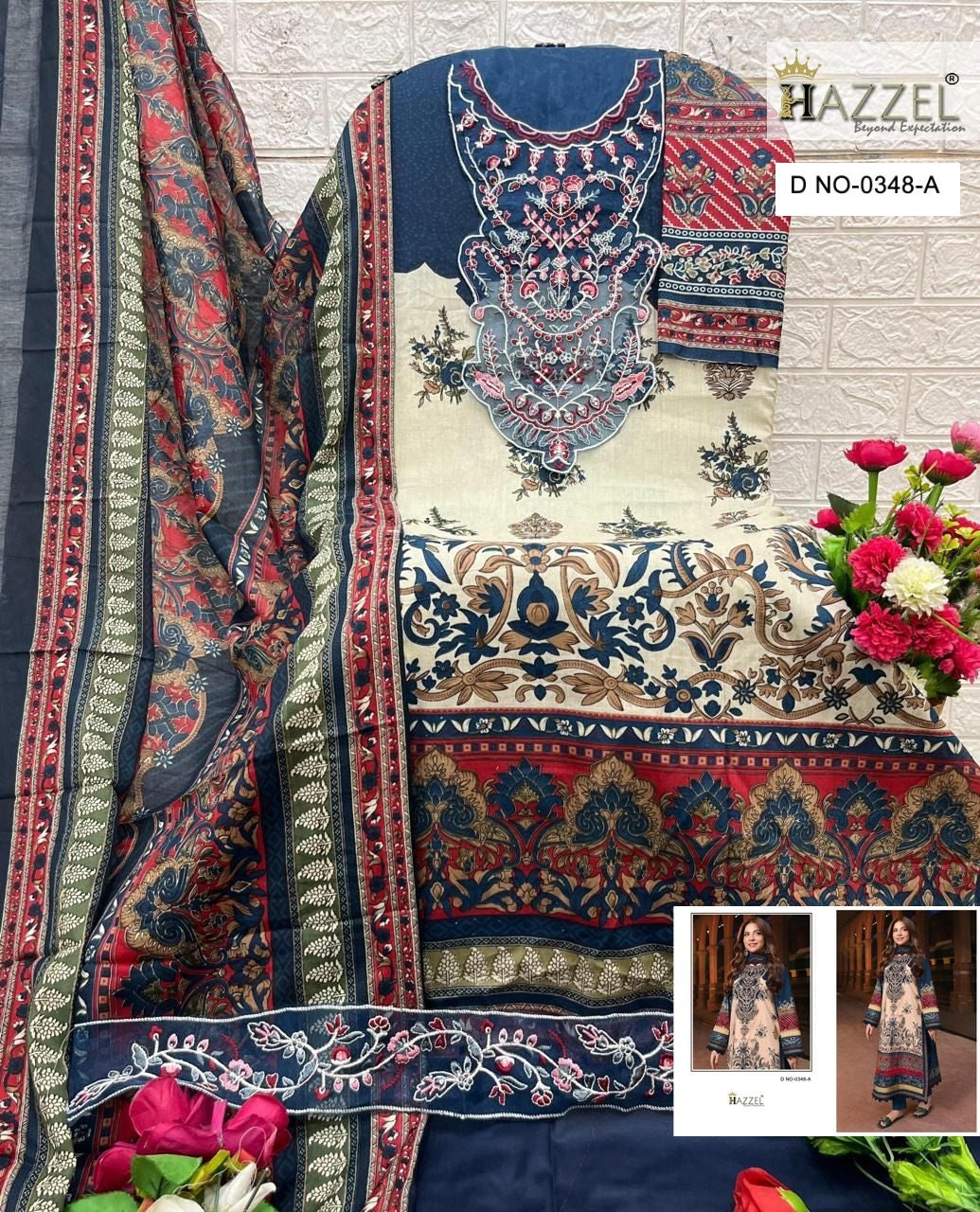 0348-A Hazzel Embroidery Pakistani Patch Suits