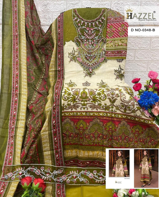 0348-B Hazzel Embroidery Pakistani Patch Suits