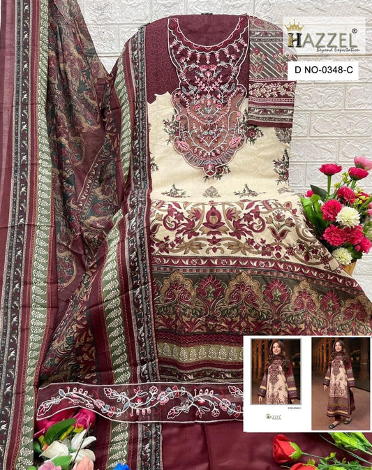 0348-C Hazzel Embroidery Pakistani Patch Suits