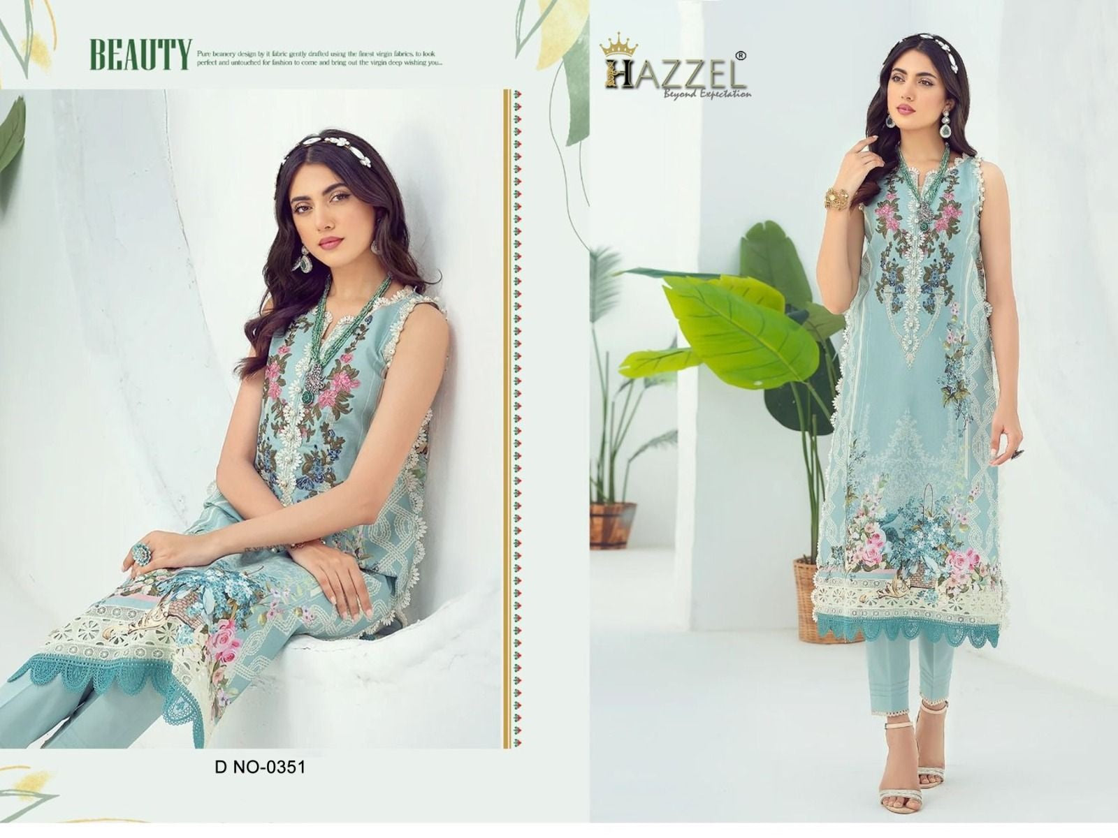 0351 Jade Solitaire Hazzel Pure Cotton Pakistani Patch Suits