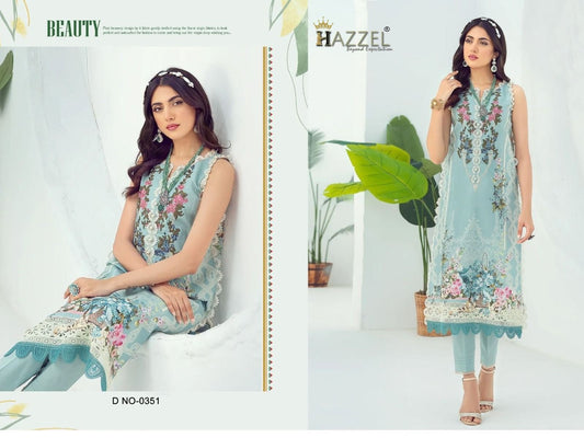 0351 Jade Solitaire Hazzel Pure Cotton Pakistani Patch Suits