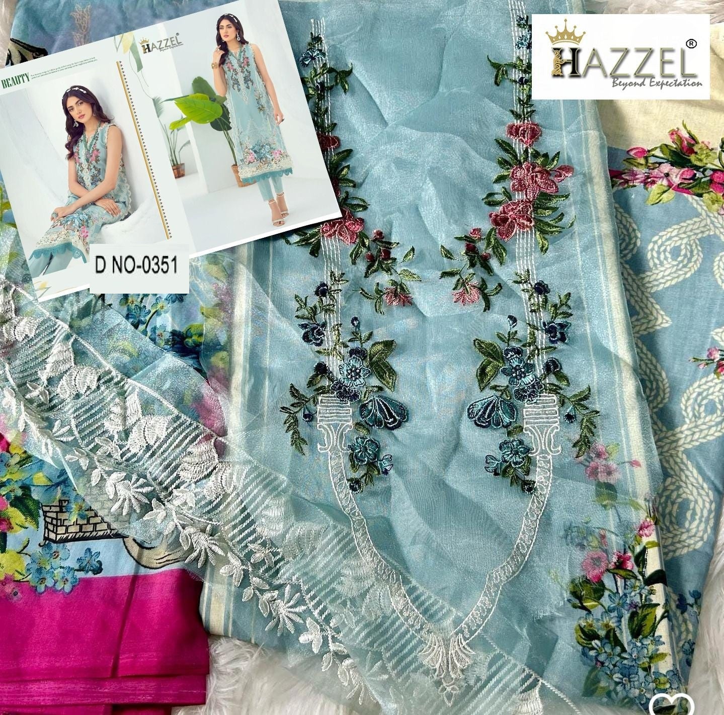 0351 Jade Solitaire Hazzel Pure Cotton Pakistani Patch Suits