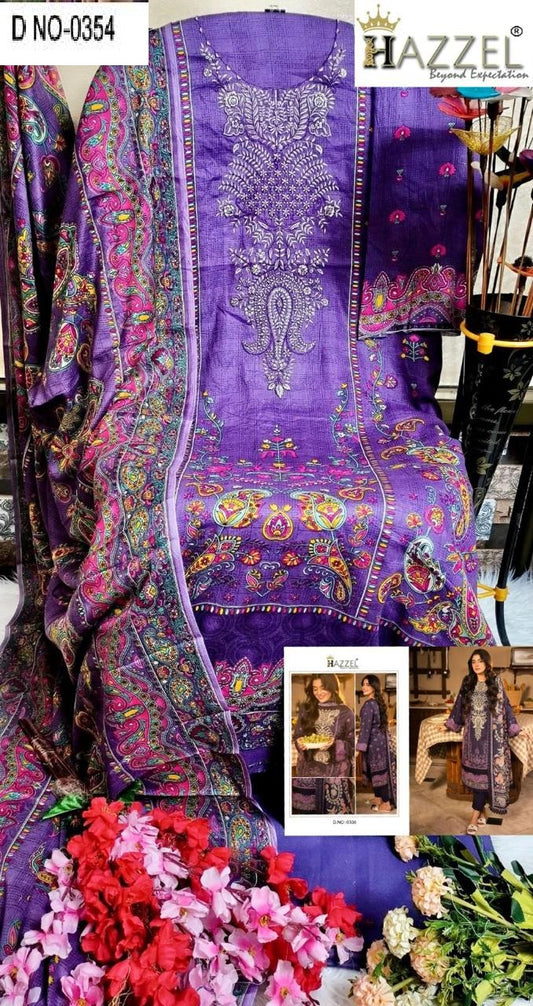 0354 Lavender Hazzel Emeboidered Pakistani Salwar Suits