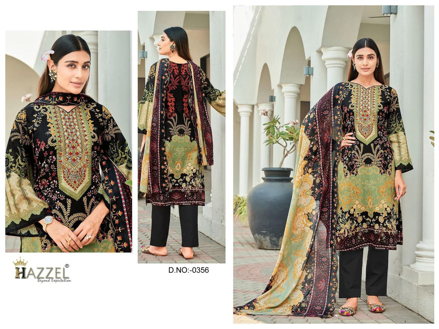 0356 Kirdar Vol 3 Hazzel Printed Pakistani Patch Suits