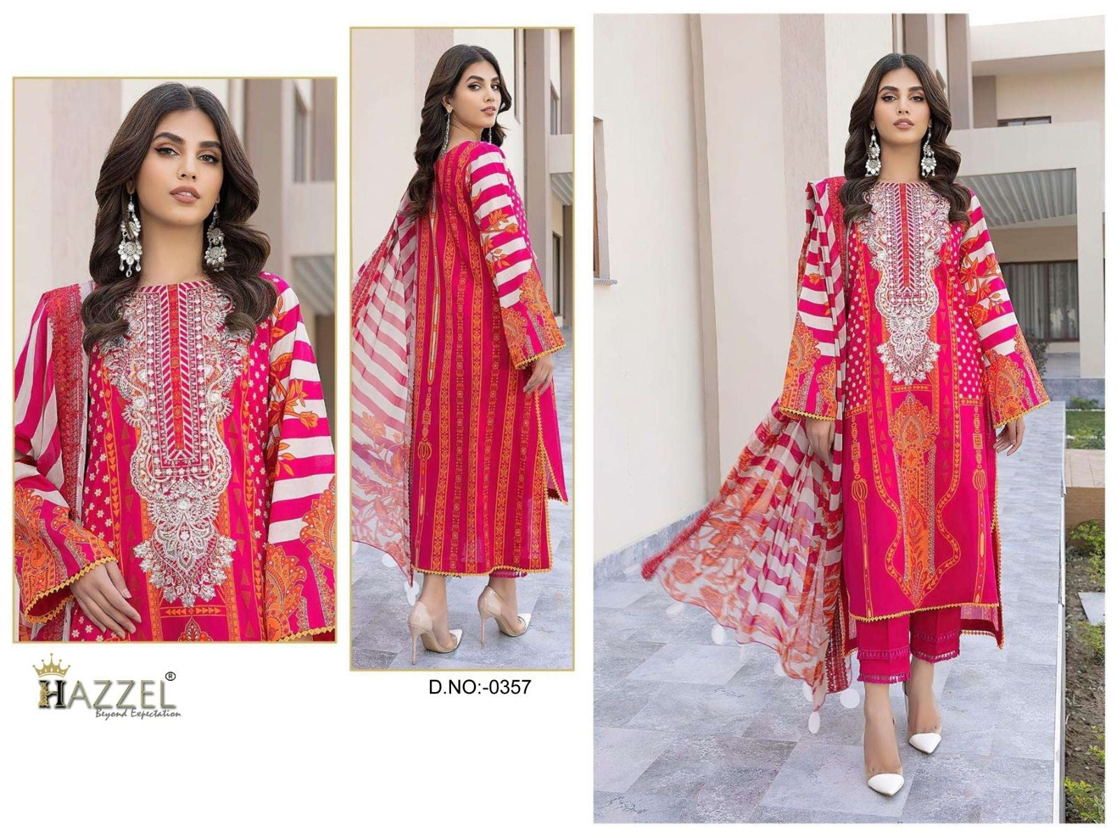 0357 Kirdar Vol 3 Hazzel Printed Pakistani Patch Suits