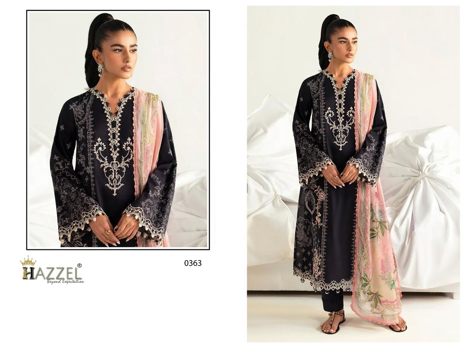 0363 Maria B Hazzel Embroidery Pakistani Patch Suits