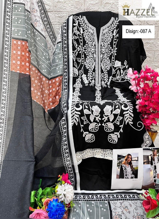 087 A Hazzel Rayon Cotton Pakistani Salwar Suits
