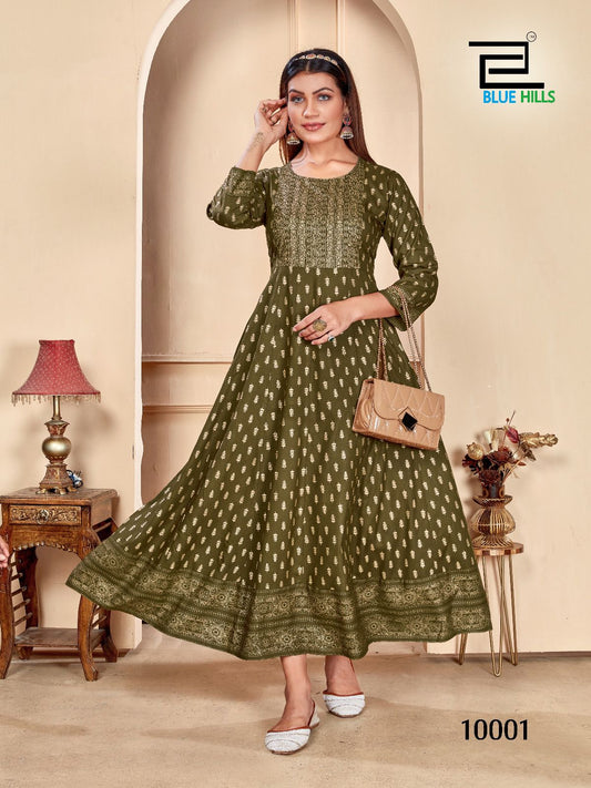 10001 Shimmer Bluehills Anarkali Style Kurti