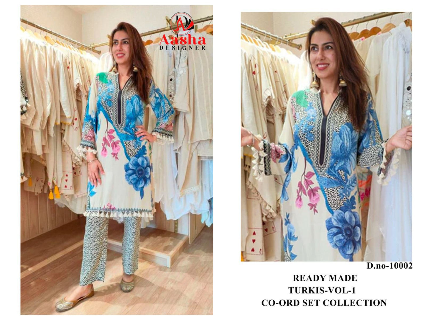 10002 Turkis Vol-1 Karachi Aasha Designer Printed Co Ord Set
