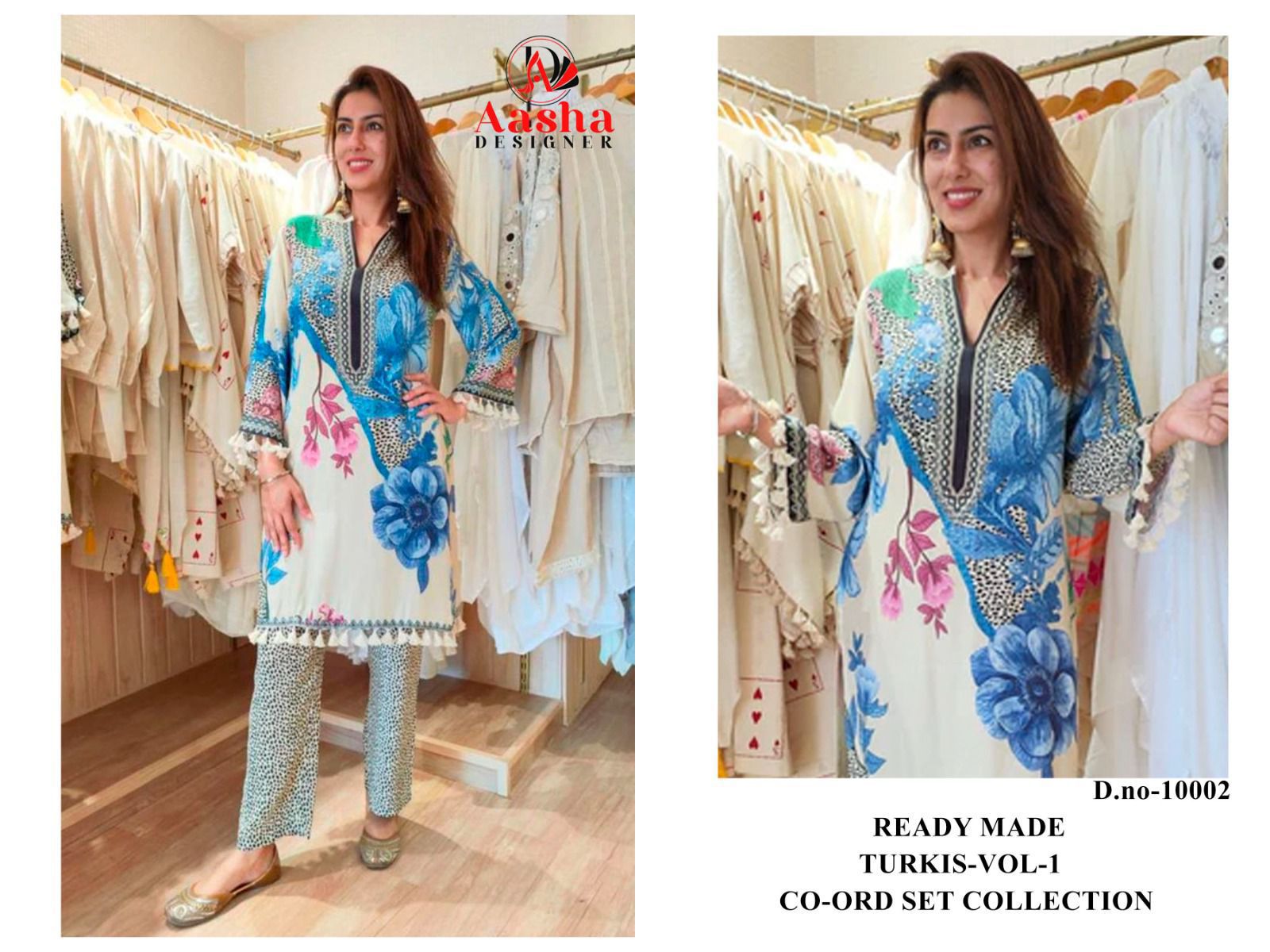 10002 Turkis Vol-1 Karachi Aasha Designer Printed Co Ord Set
