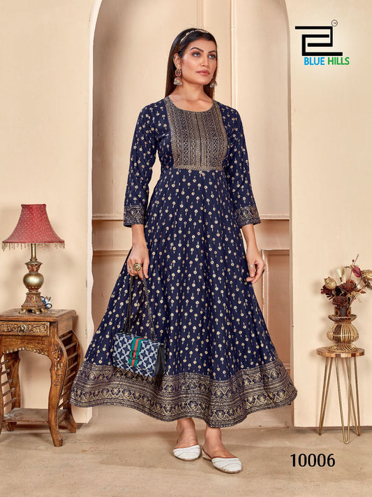 10006 Shimmer Bluehills Anarkali Style Kurti