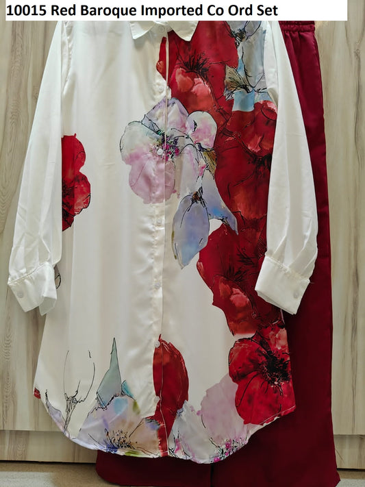 10015 Red Baroque Imported Co Ord Set