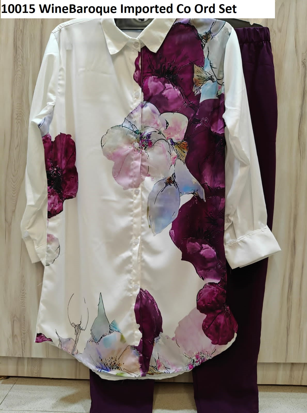 10015 Wine Baroque Imported Co Ord Set