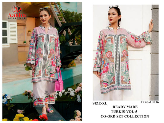 10016 Turkis Vol-5 Karachi Aasha Designer Printed Co Ord Set