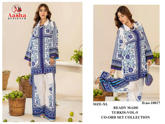 10017 Turkis Vol-5 Karachi Aasha Designer Printed Co Ord Set