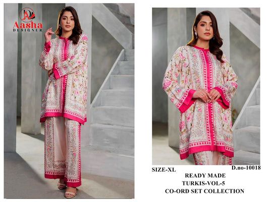 10018 Turkis Vol-5 Karachi Aasha Designer Printed Co Ord Set