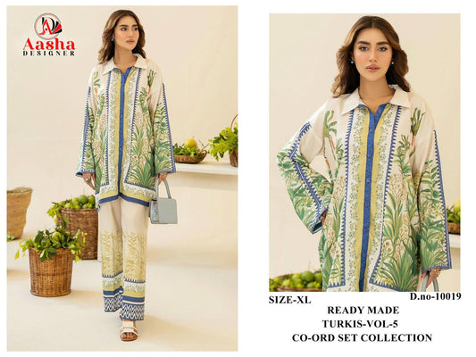 10019 Turkis Vol-5 Karachi Aasha Designer Printed Co Ord Set