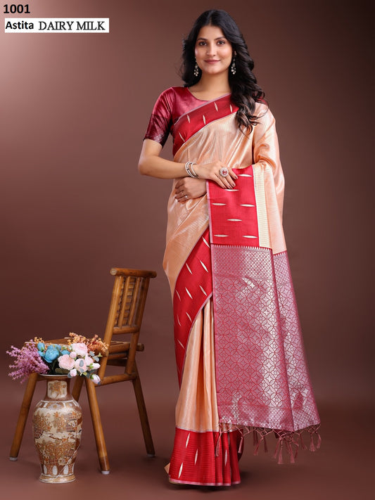 1001 Dairy Milk Astita Lichi Silk Sarees