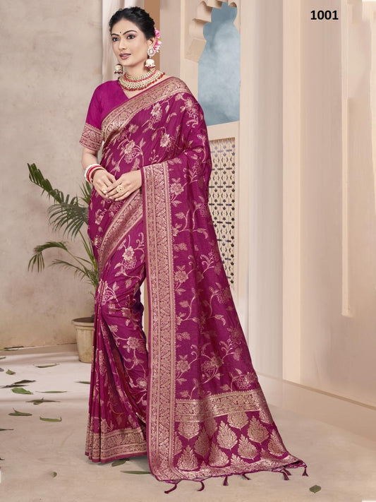 1001 Kamdhenu Silk Bunawat Cotton Silk Sarees