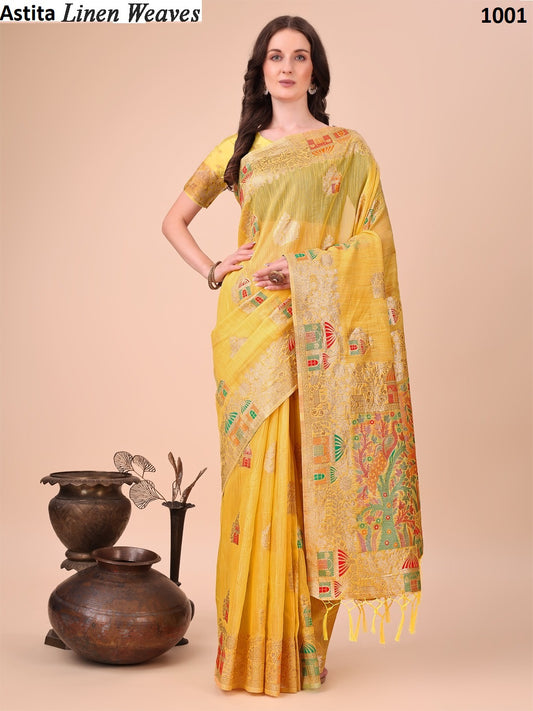 1001 Linen Weaves Astita Linen Cotton Sarees