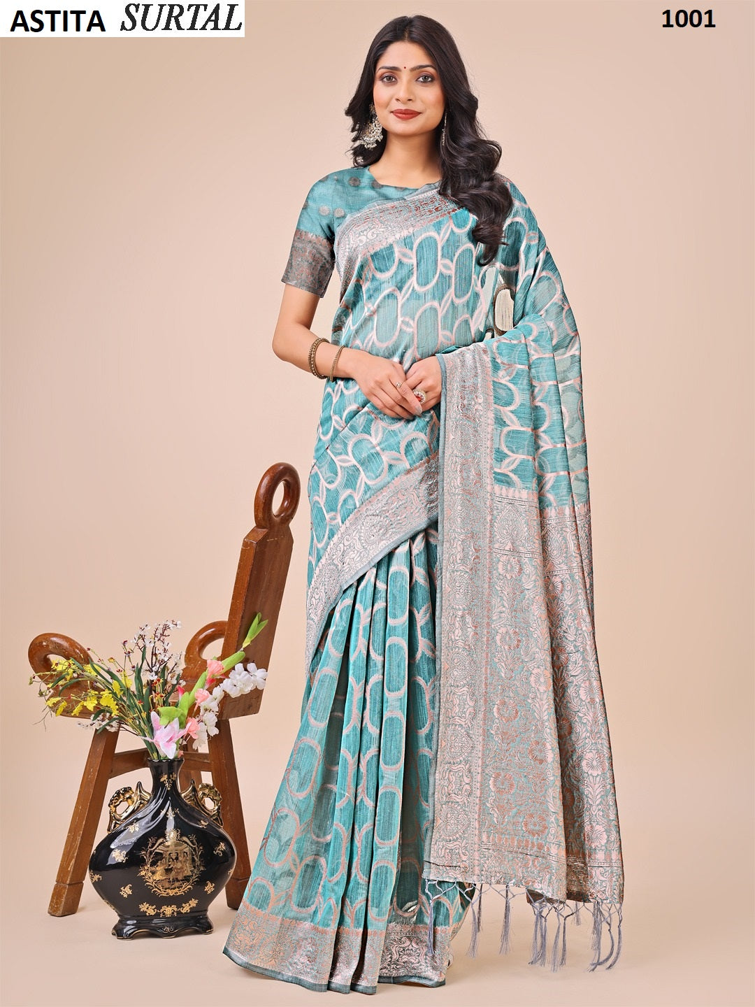 1001 Surtal Astita Linen Cotton Sarees