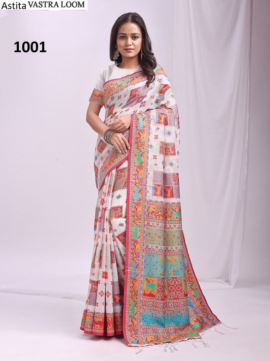 1001 Vastraloom Astita Linen Cotton Sarees